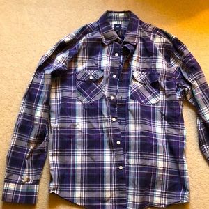 Men’s purple plaid button down